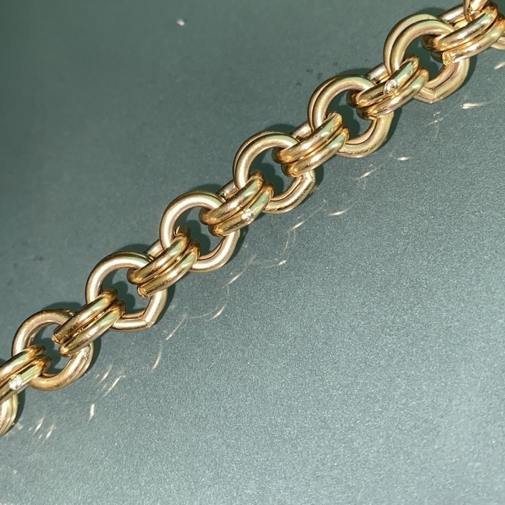 ANN Taylor Leather Baguette Top Handle Bag with Gold Chain Strap - Picture 4 of 12
